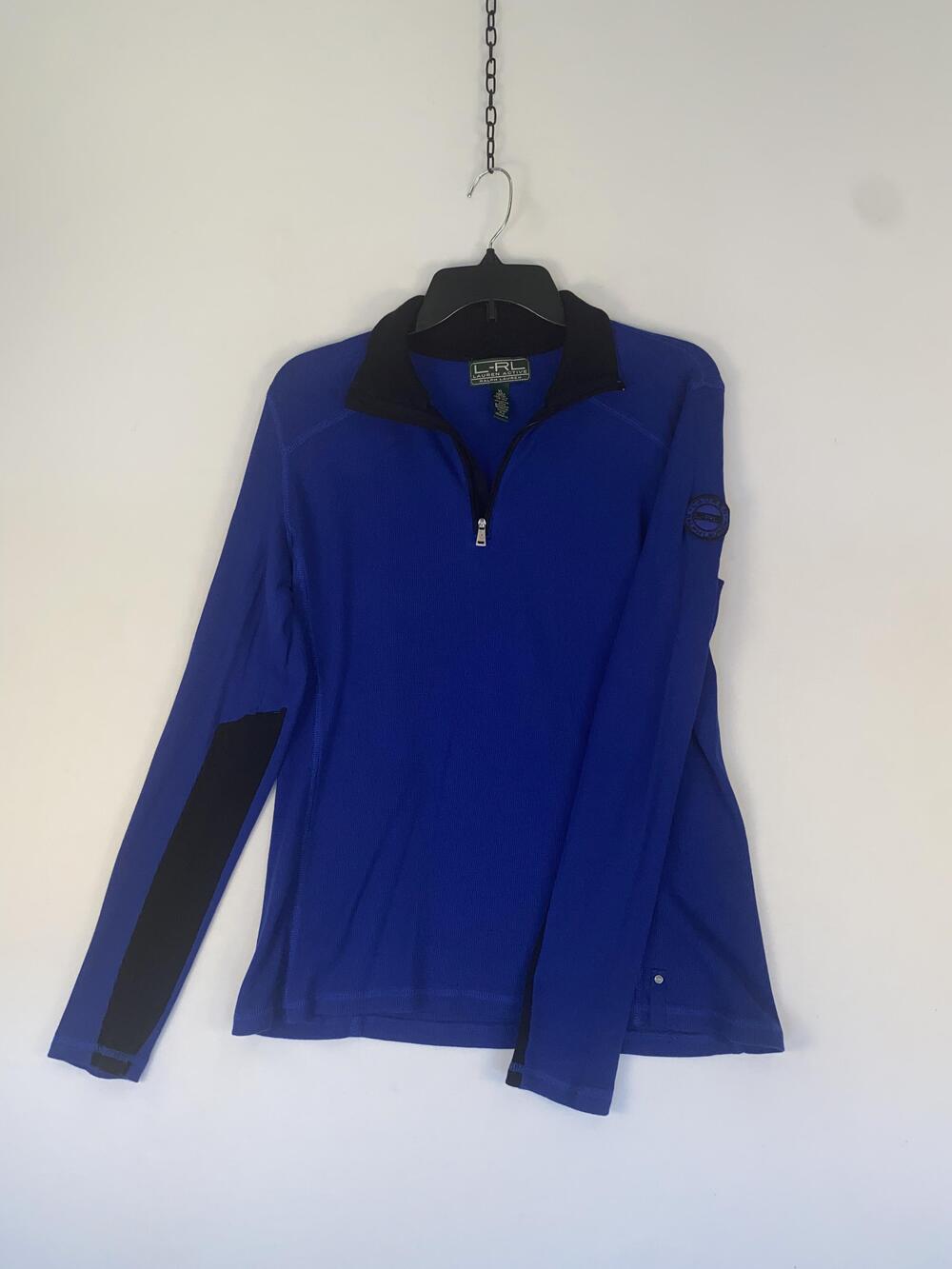 Lauren Ralph Lauren Pullover Womens XL Blue Colorblock 1/4 Zip Thermal Top